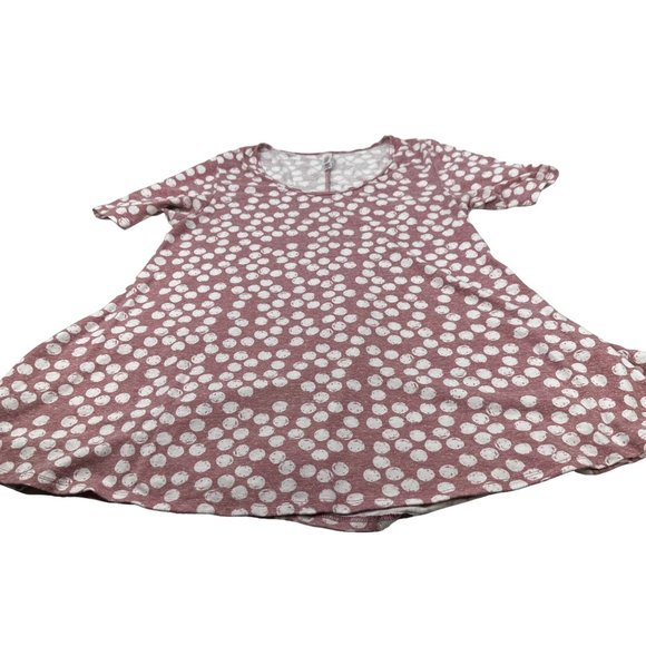 LuLaRoe Women's Size XS Short Sleeve Top Polka Dot Brown White Preowned - Picture 1 of 12